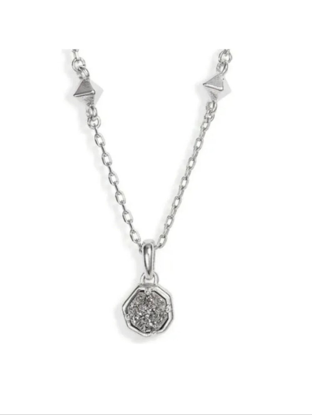 NWT, GIFTABLE Kendra Scott Nola Silver Drusy Necklace w/ Gift Box & Pouch - Picture 9 of 10